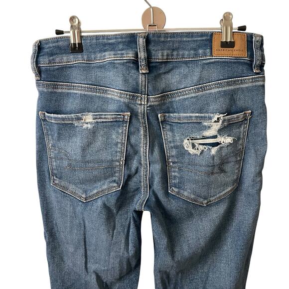 American Eagle Womens 4 Regular HiRise Jegging Distressed Dark Blue Stretch - Picture 5 of 7
